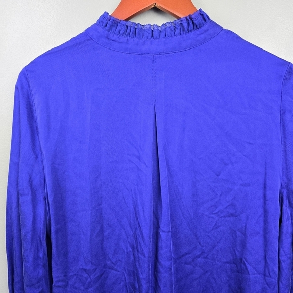 CHICO'S Sandwashed Satin Ruffle Blouse‎ Purple Women's Size 1 (8/10 M) - Picture 9 of 16